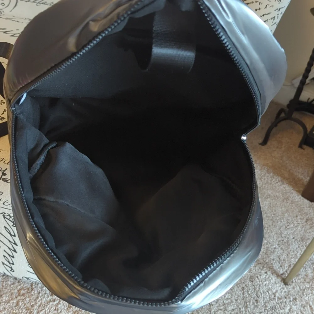 Adrianne Vittadini Lightweight Puffer Backpack Unisex Iridescent Pewter NWT
